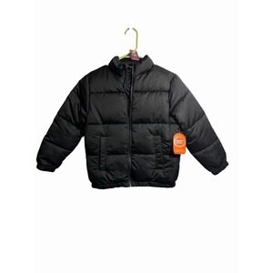 wonder nation boys winter puffer coat size medium 8 black full zip pocket